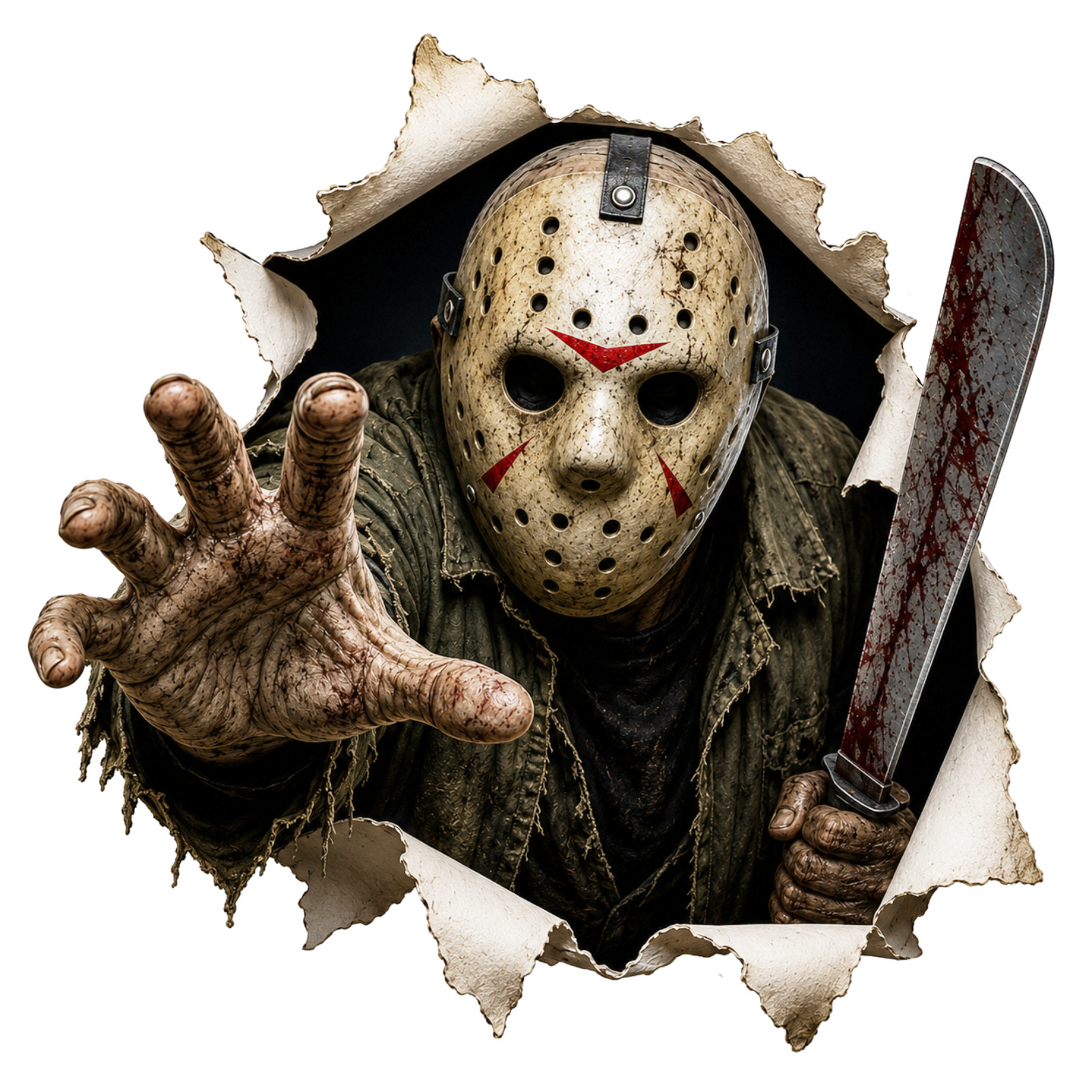 Peekaboo Sticker vinyl Jason Voorhees with Machete Decal Friday The 13th