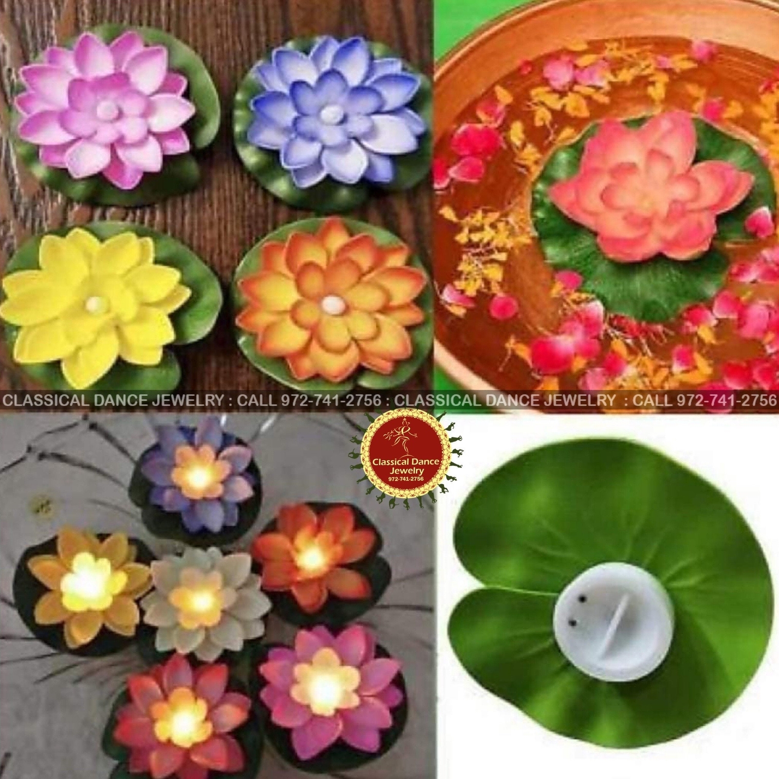 Diwali Water Floating Multicolor LED Lotus Candle Diya (6 Pcs ) lamps |