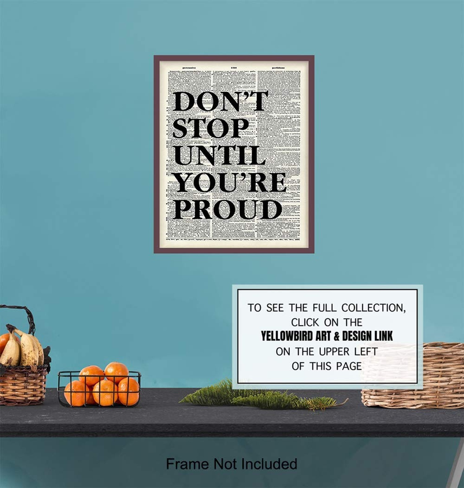 Motivational Don't Stop Dictionary Art, Wall Decor Picture – 8×10 Upcycled Ho…