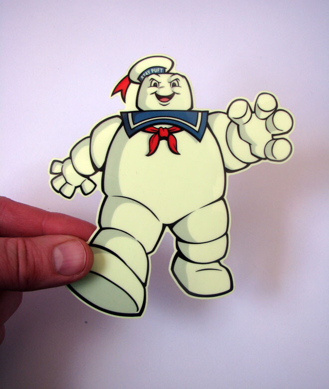 Stay Puft GLOW IN THE DARK Vinyl Sticker 5" Skateboard Decal Real Ghostbusters