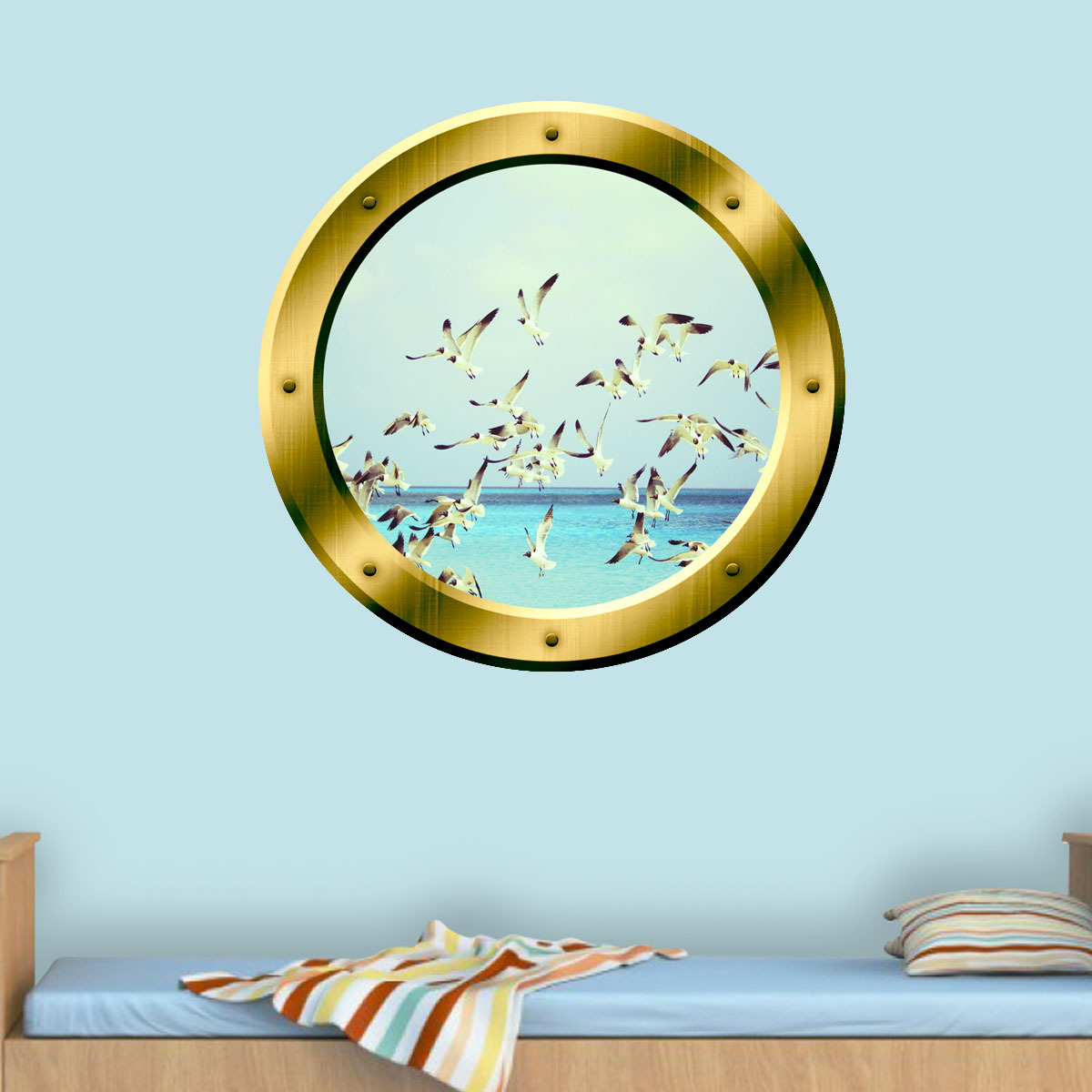Seagull Wall Decal Flock Of Seagulls Wall Sticker Porthole Wall Decals VWAQ-GP37
