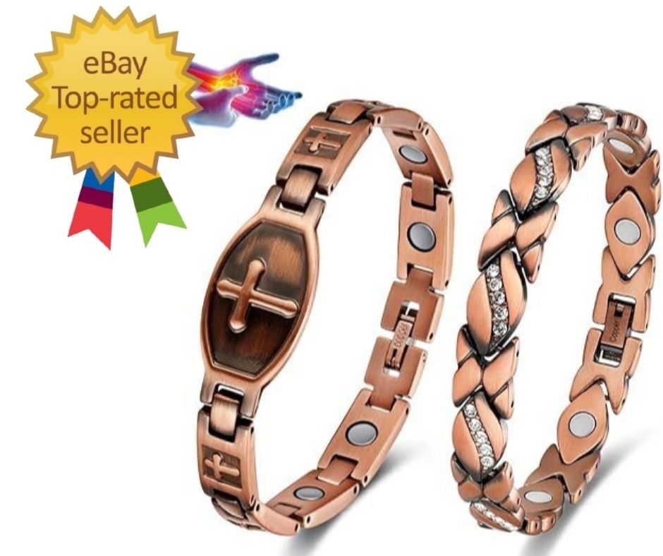 2PCS Copper Magnetic Bracelets for Women 100% Solid Pure Copper Bracelets wit…
