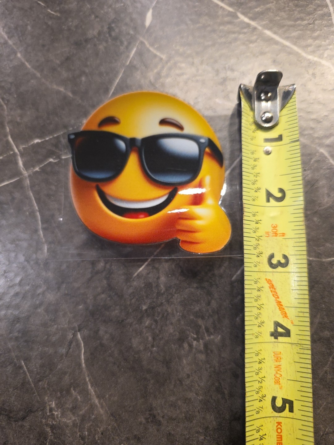Sun Glasses Thumb Up Smiley Face Emoji UVDTF Raised Decal Sticker Waterproof