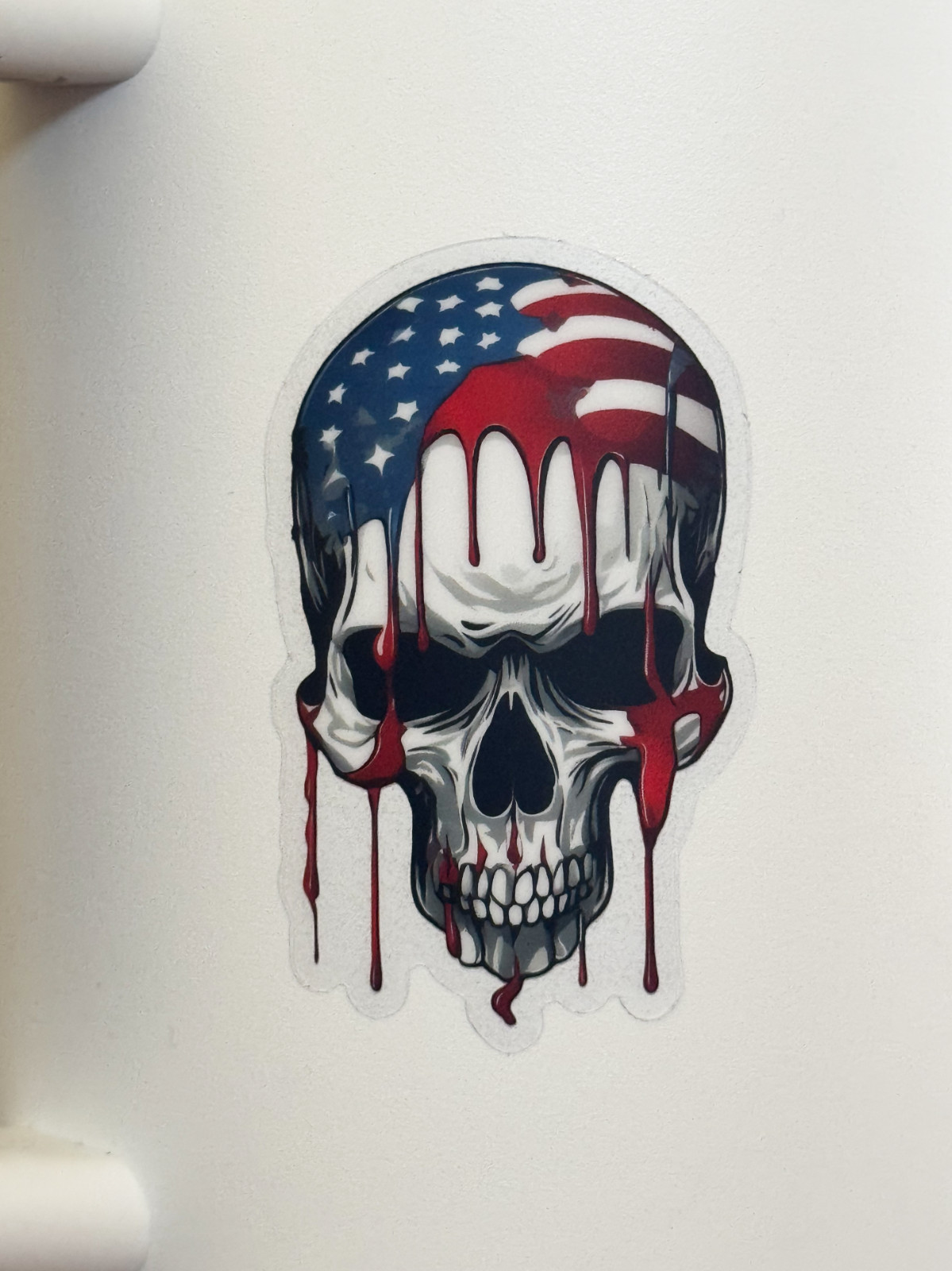 Skull USA – Laminated Clear Sticker – 3" | Matte Clear Sticker