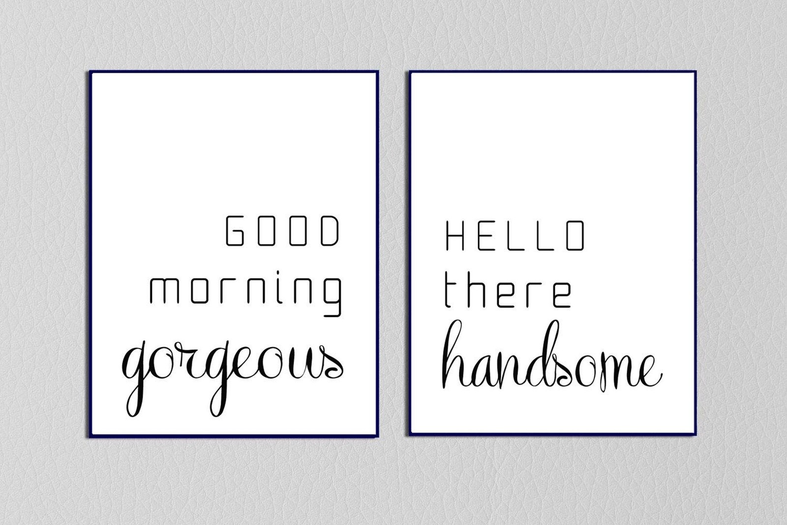 Good Morning Gorgeous Hello there Handsome Bedroom Quote Print Set of 2 Nordi…