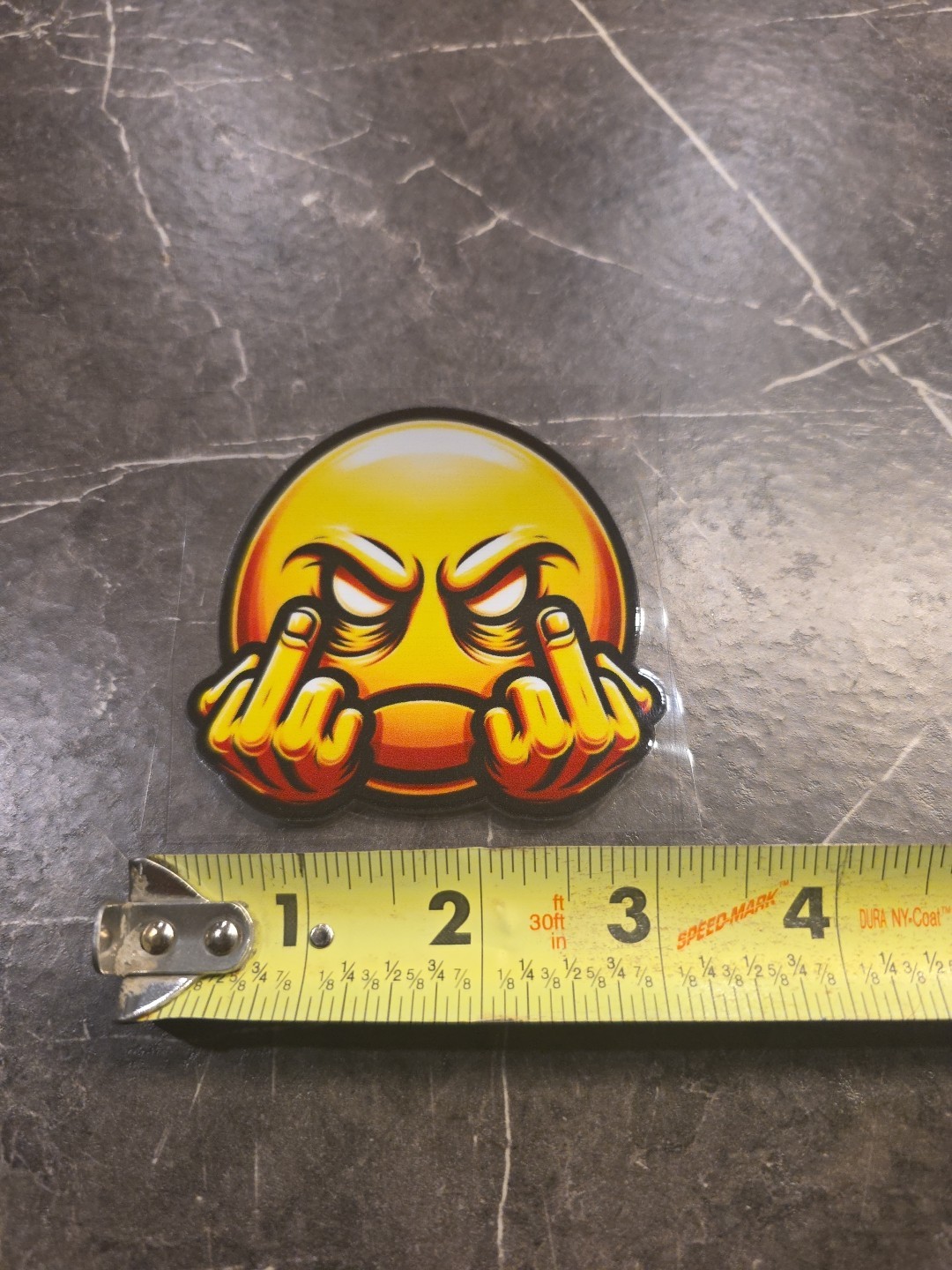 Angry Smiley Face Dual Middle Fingers UVDTF Decal Sticker Full Color Waterproof