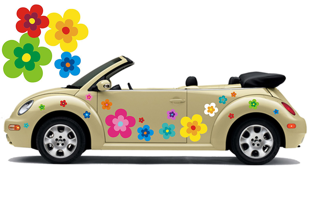 Hippie flowers car sticker flower sticker flower power: hippie flower set 039