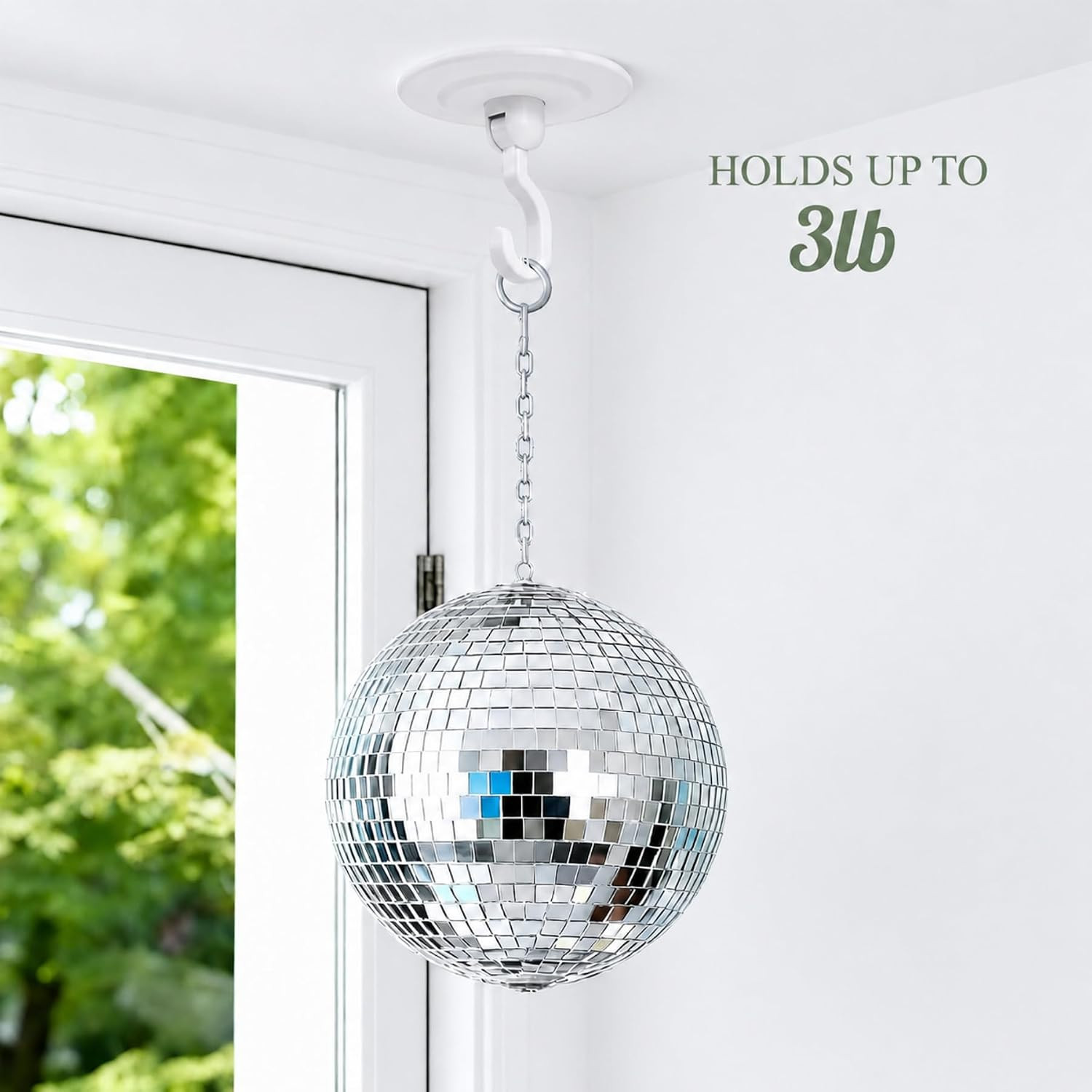 Adhesive Wall & Ceiling Decor Hooks: 4-Pack 3 Lbs Heavy Duty No-Drill 360° Swive