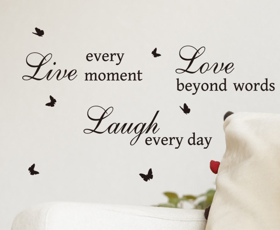 Live Love Laugh Quotes & Butterflies Art Vinyl Sticker, Wall Decal- HIGH QUALITY