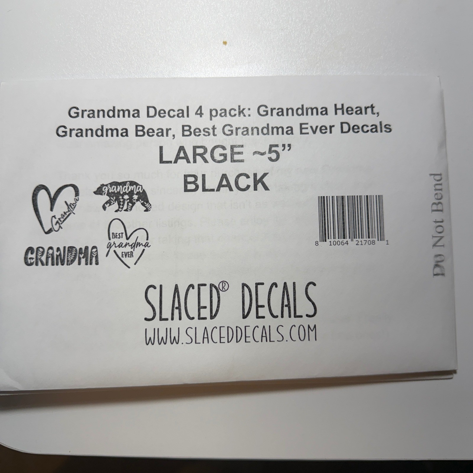 Grandma Vinyl Decal Stickers 5 in Heart Bear Best Grandma Ever Black NEW