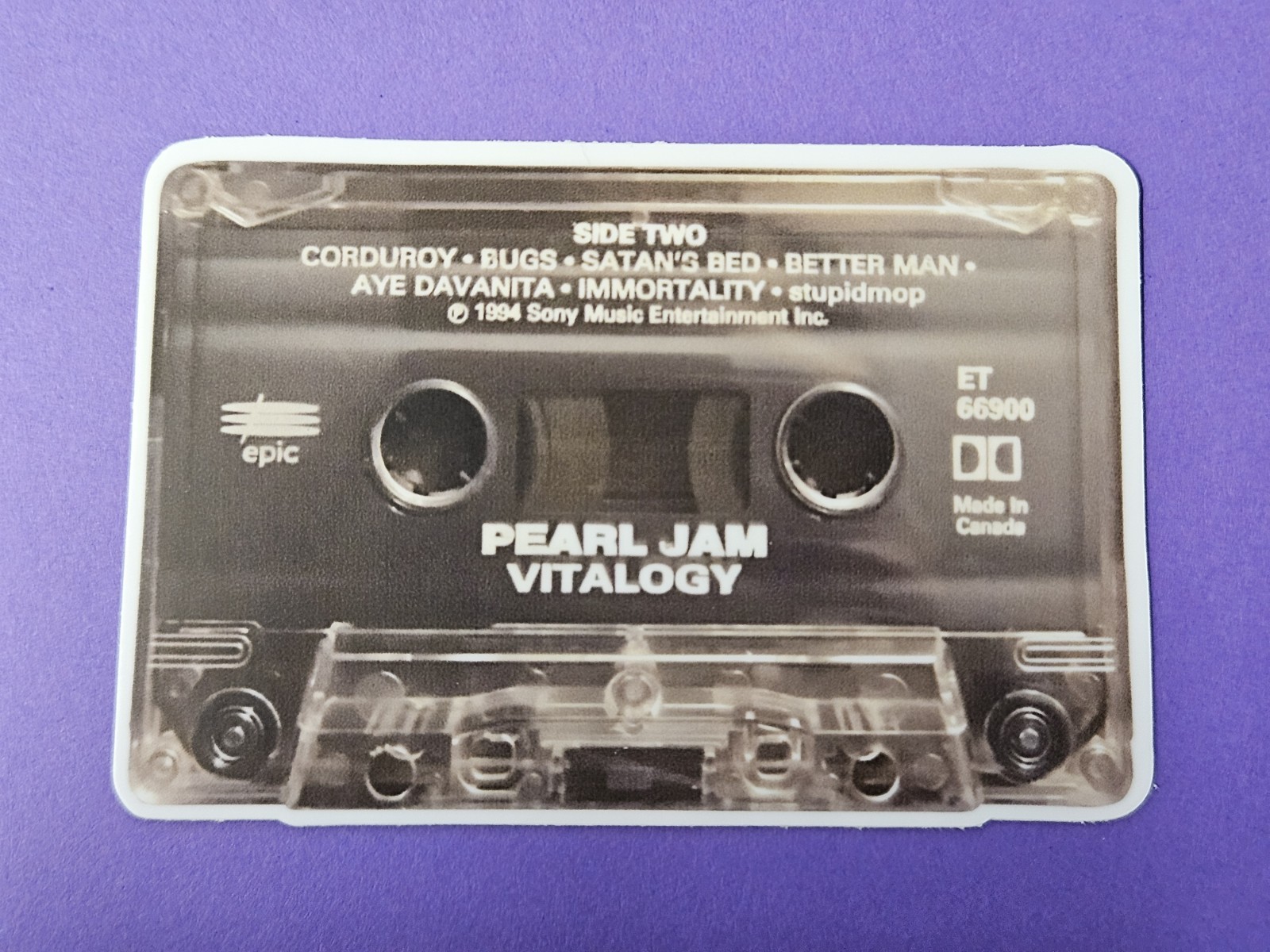Pearl Jam Custom Die-Cut Vinyl Sticker Vitalogy Casette Tape 2.35"x3.5"