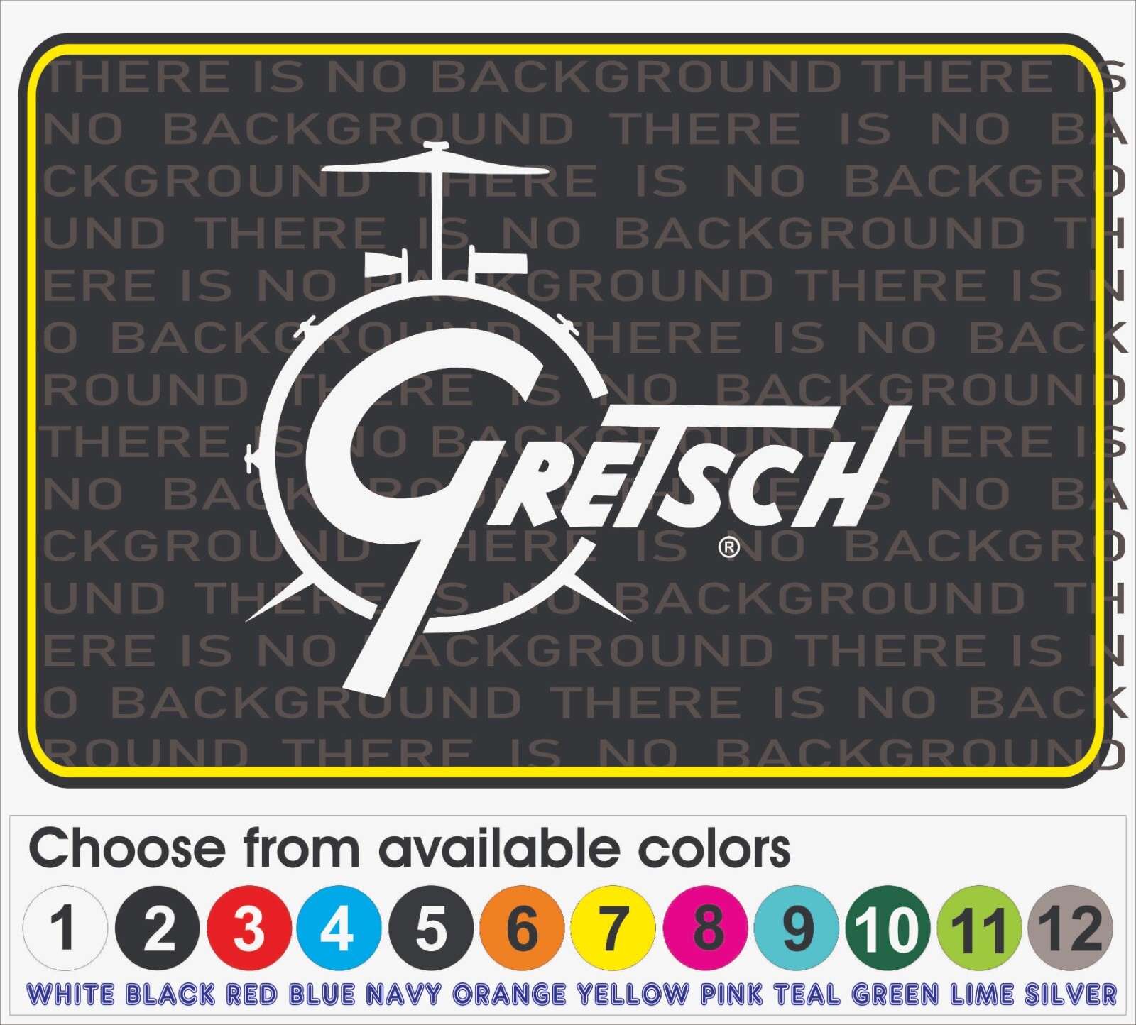 This decal/sticker is compatible with Gretsch Drums and others 7"