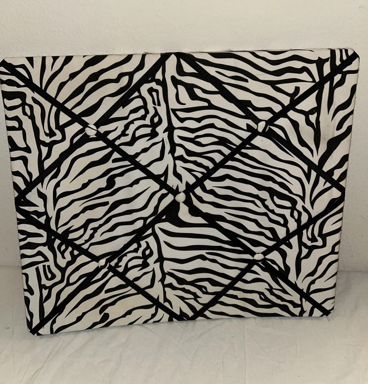 Zebra Fabric Memory Board 18×21 French Ribbon Photo Bulletin Board Craft Repair