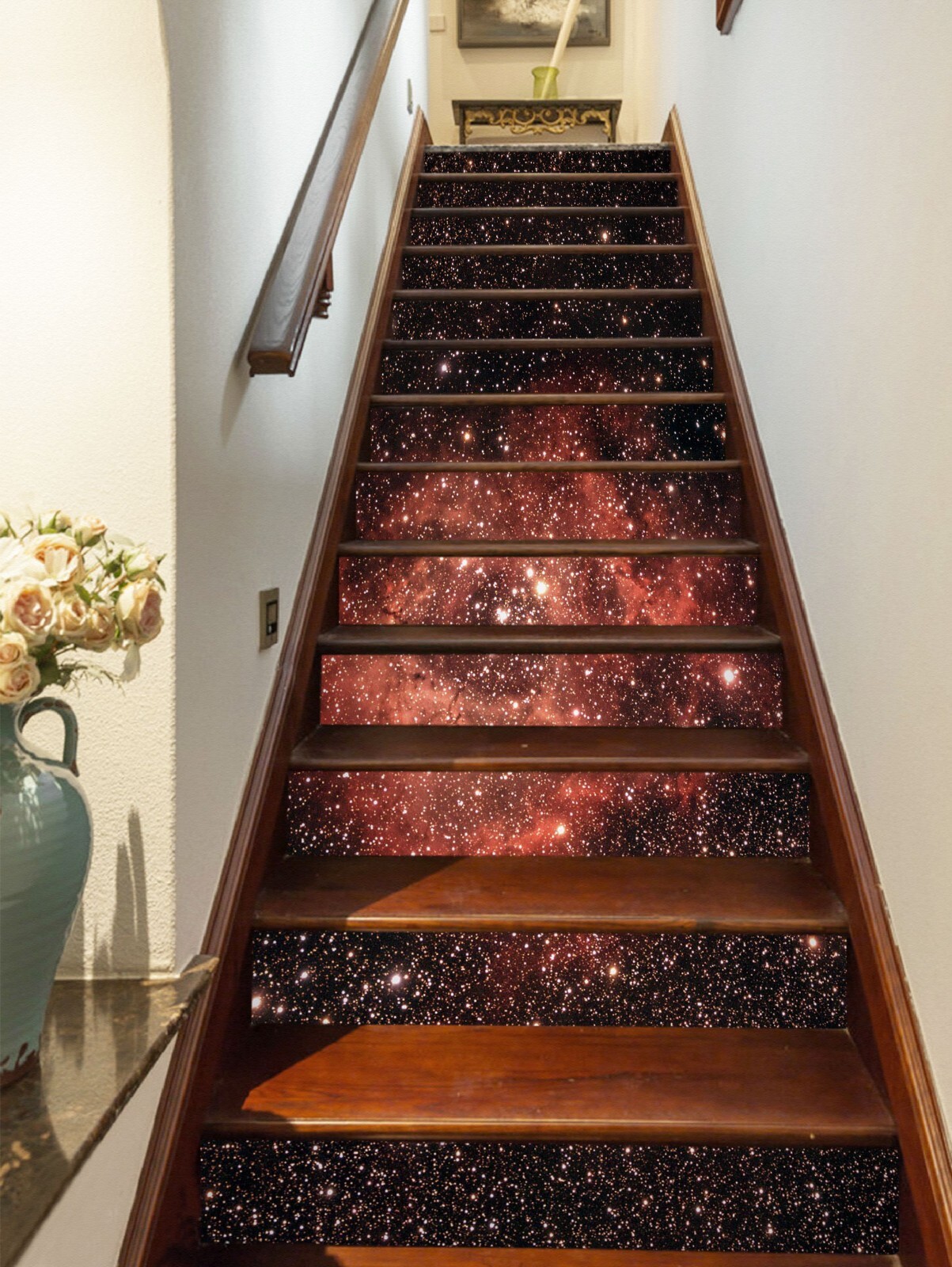 3D Red Starry ZHU619 Stairs Risers Decoration Photo Mural Vinyl Wallpaper Amy