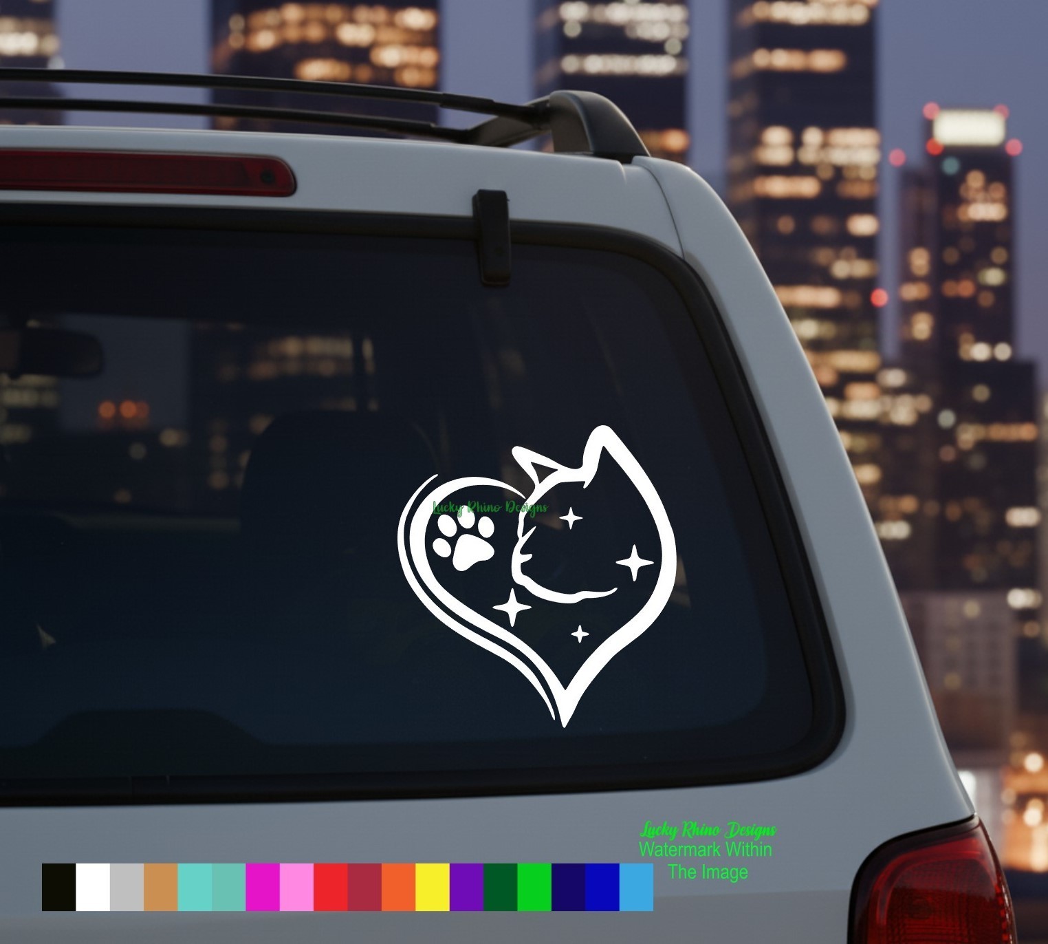Cat Lover Heart Paw Print Decal Sticker Vinyl Car Window Laptop JDM Pet Gift