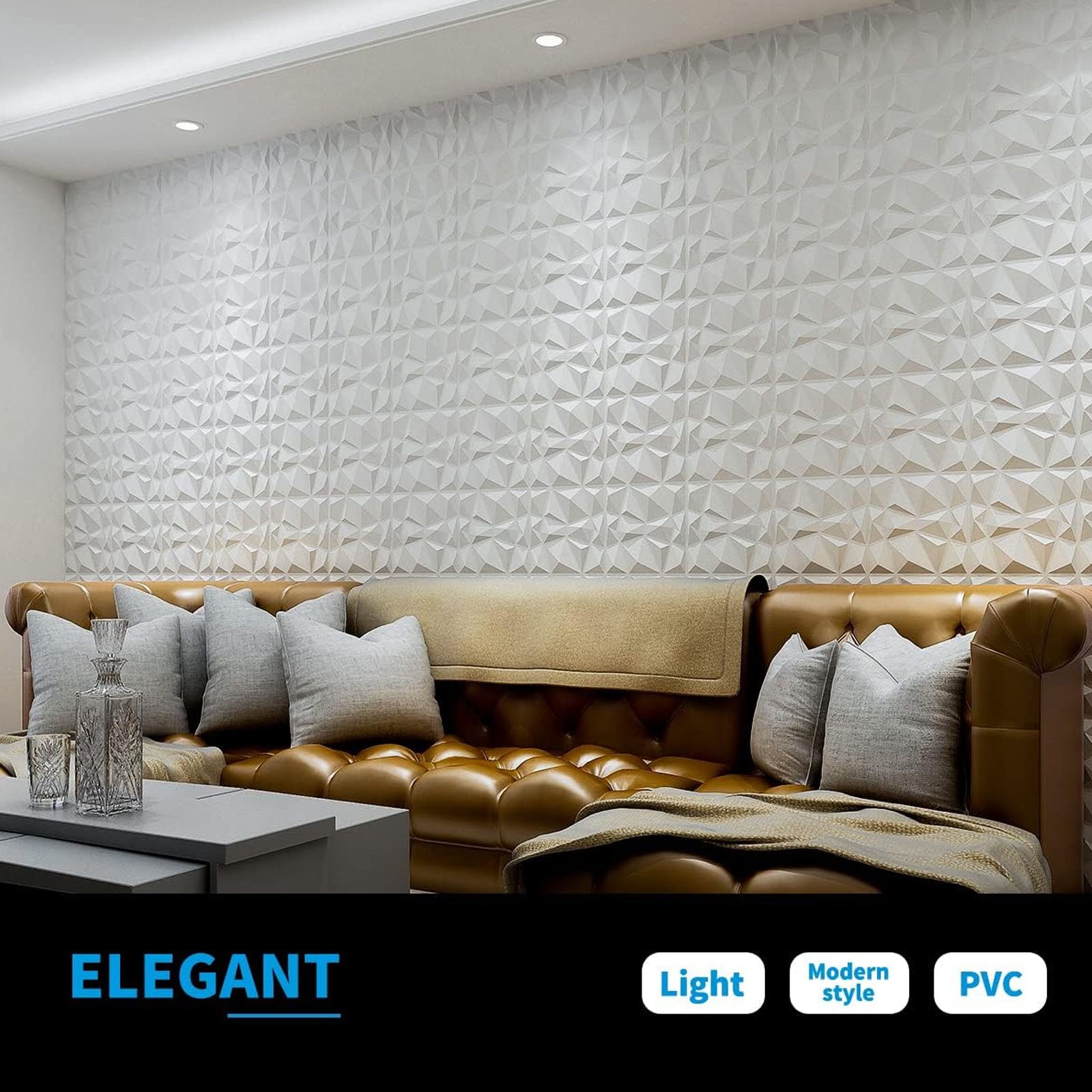 10 Tiles 3D Wall Panels 12×12 PVC Textured Accent Wall Diamond Design Wall Decor