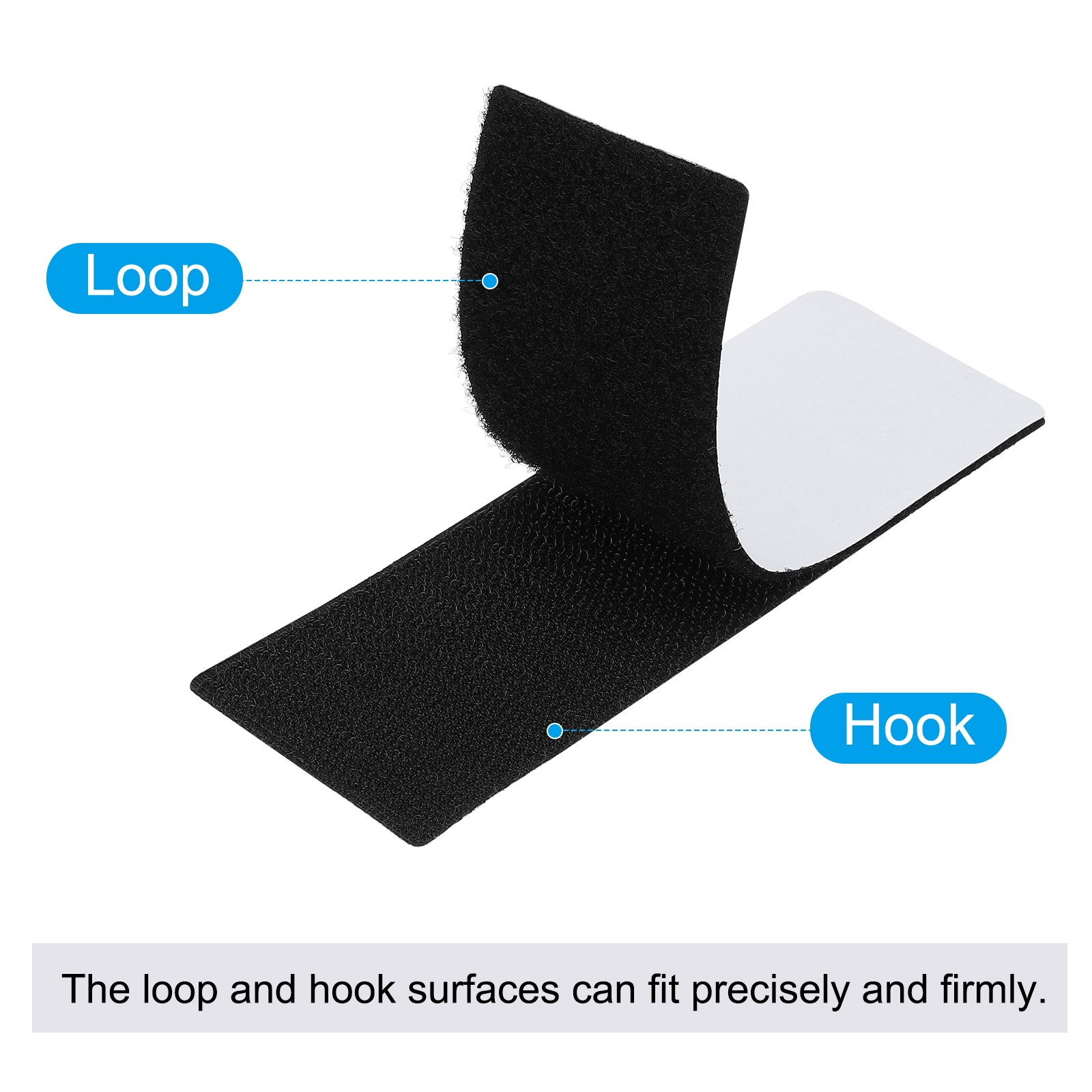 2×2 Inches Hook and Loop Dots 16 Sets Square Self Adhesive Tape Black