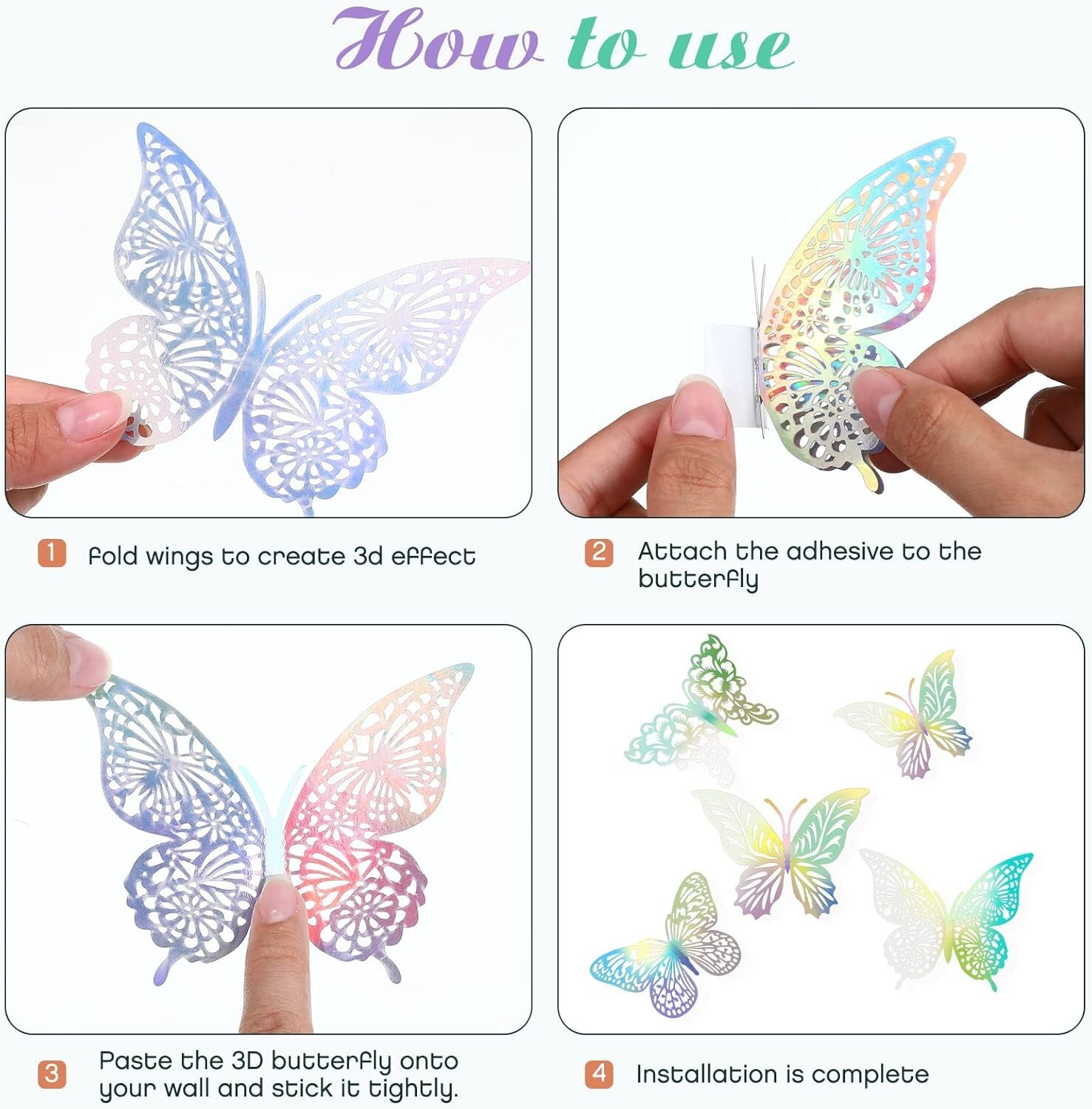 Elegant 3D Metallic Butterfly Wall Decor — 96 Pieces for All Occasions