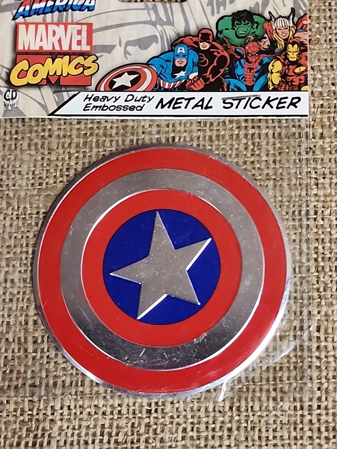 Captain America Heavy Duty Embossed Metal Sticker New