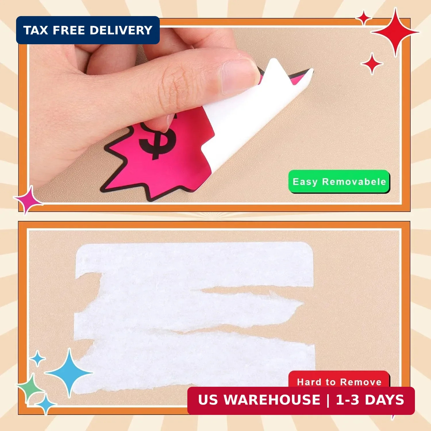 240 Pcs Garage Sale Stickers – Removable Adhesive Yards Price Stickers with Larg