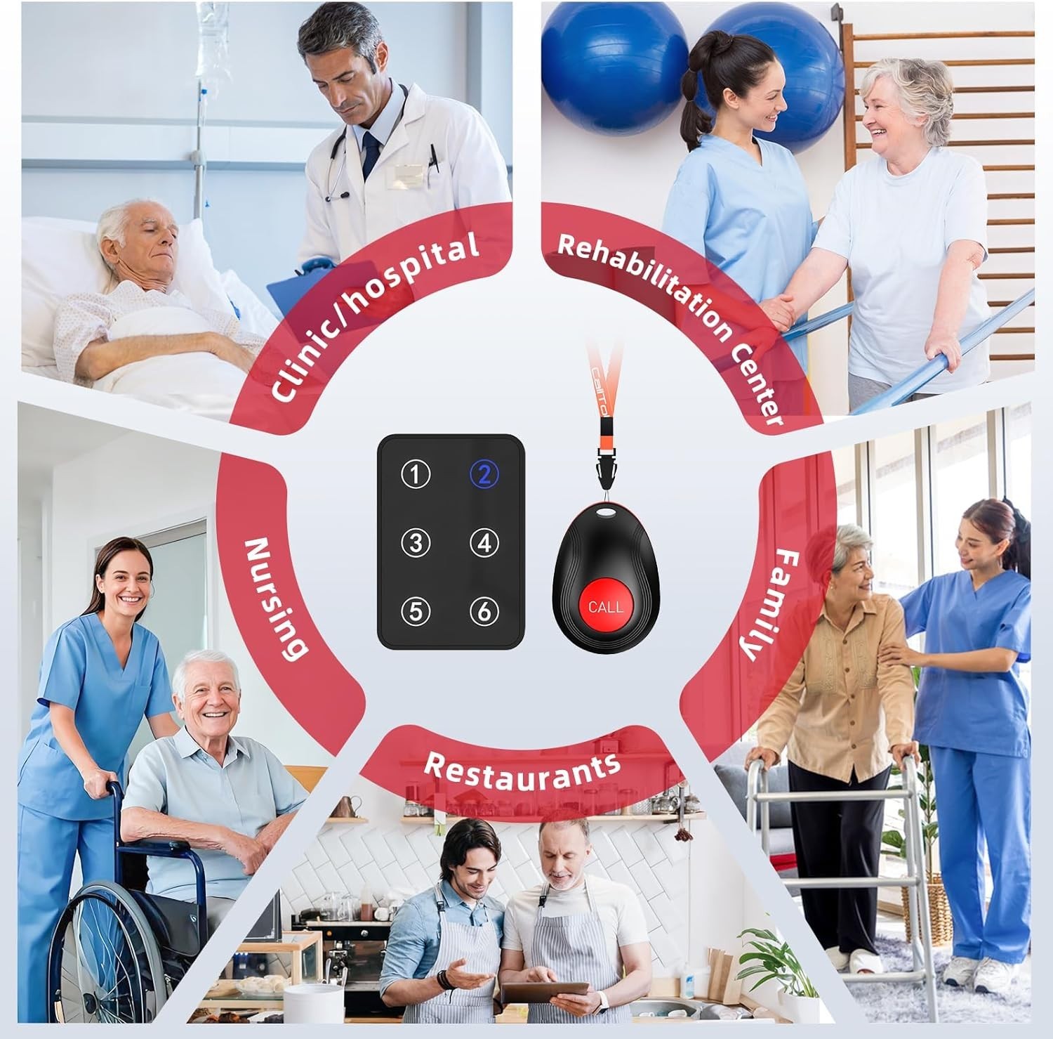Wireless Caregiver Call Button System, Plug-in Nurse Caregiver Pager for
