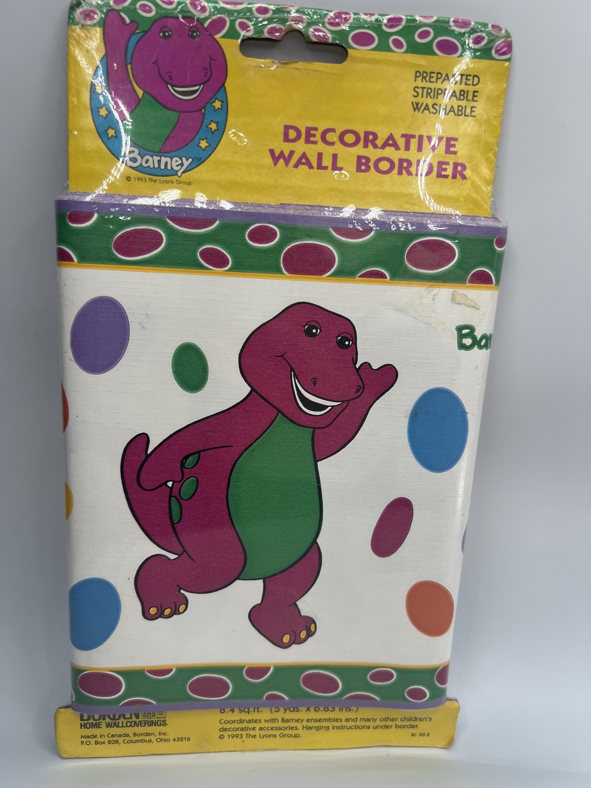 Vintage Barney Decorative Wall Border Medium Vinyl Canada Borden 1993 Kids
