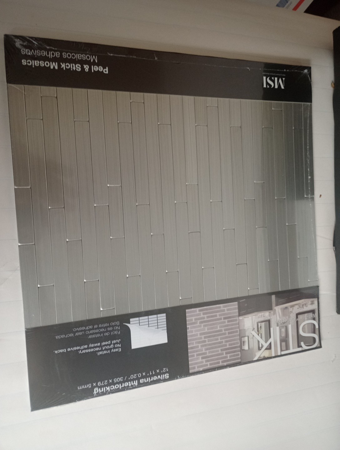 Lot Of 20 Peel And Stick Mosaic 12"X11"X0.20" Tiles Silver Finish By MSI