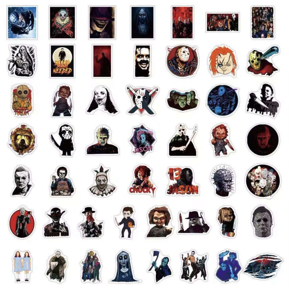 Horror Movie Style Stickers 50pk Mix Scare Killer Random Stickers FREE SHIPPING