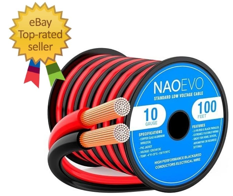 10 Gauge Wire 100FT, 2 Conductors Electrical Wire Red Black Cable, Flexible/Low