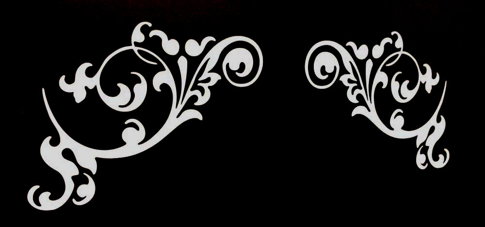 1 SET- Floral Corner-Vinyl Decal Wall, Window Art Sticker 15" Long x 10.70" High
