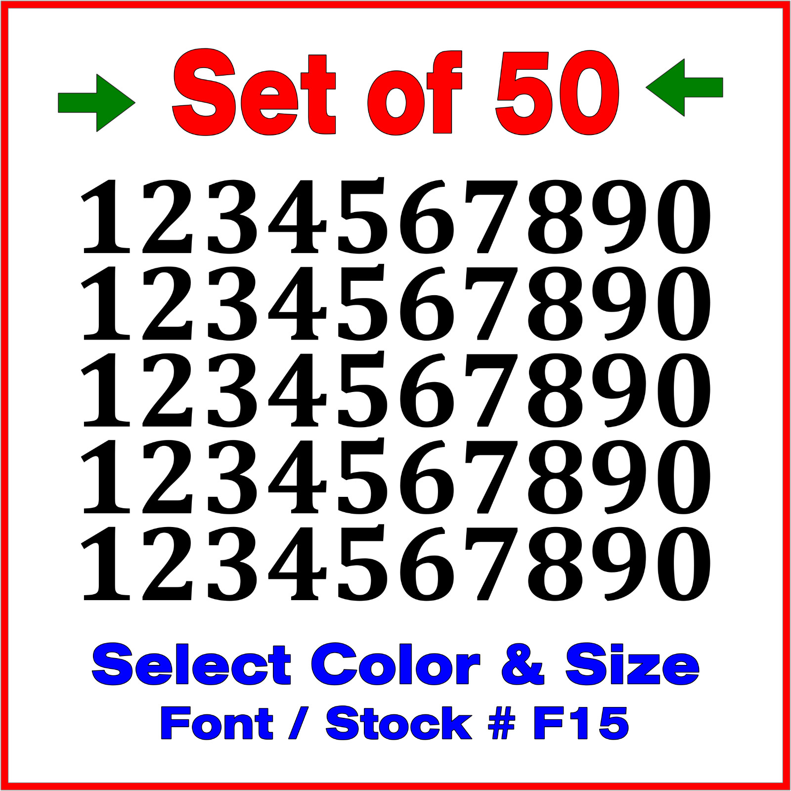 0 9 Numbers Vinyl Sticker Decals Outdoor Quality Many Uses – Set of 50 STK#F15