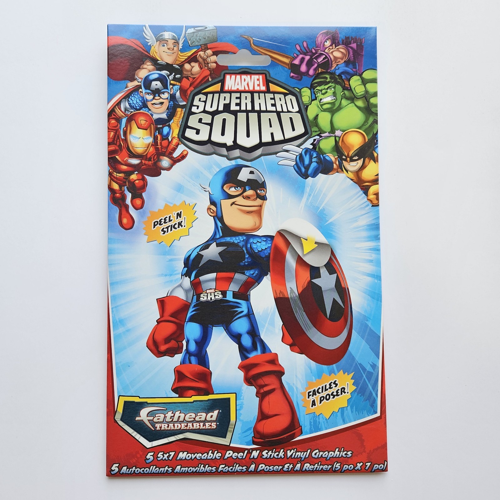 NEW Lot Of 5 Marvel Super Hero Squad Fathead Peel N Stick Vinyl Graphics 5×7 Cap