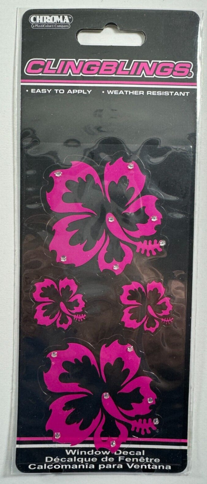 ClingBlings Hot Pink Hawaii Hibiscus Window Decals Weather Resistant Chroma