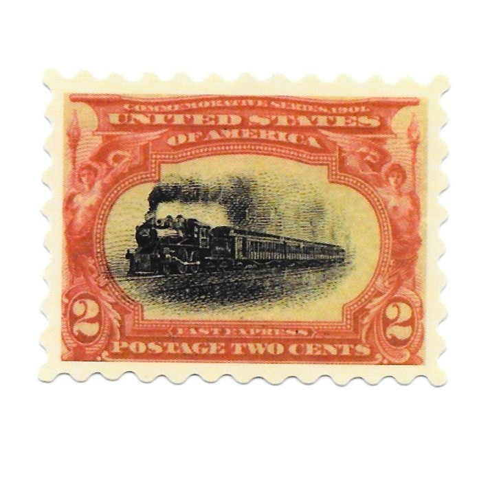 Vintage US Postage Stamp Sticker 1901 Fast Express Train 2 Cent Vinyl Decal