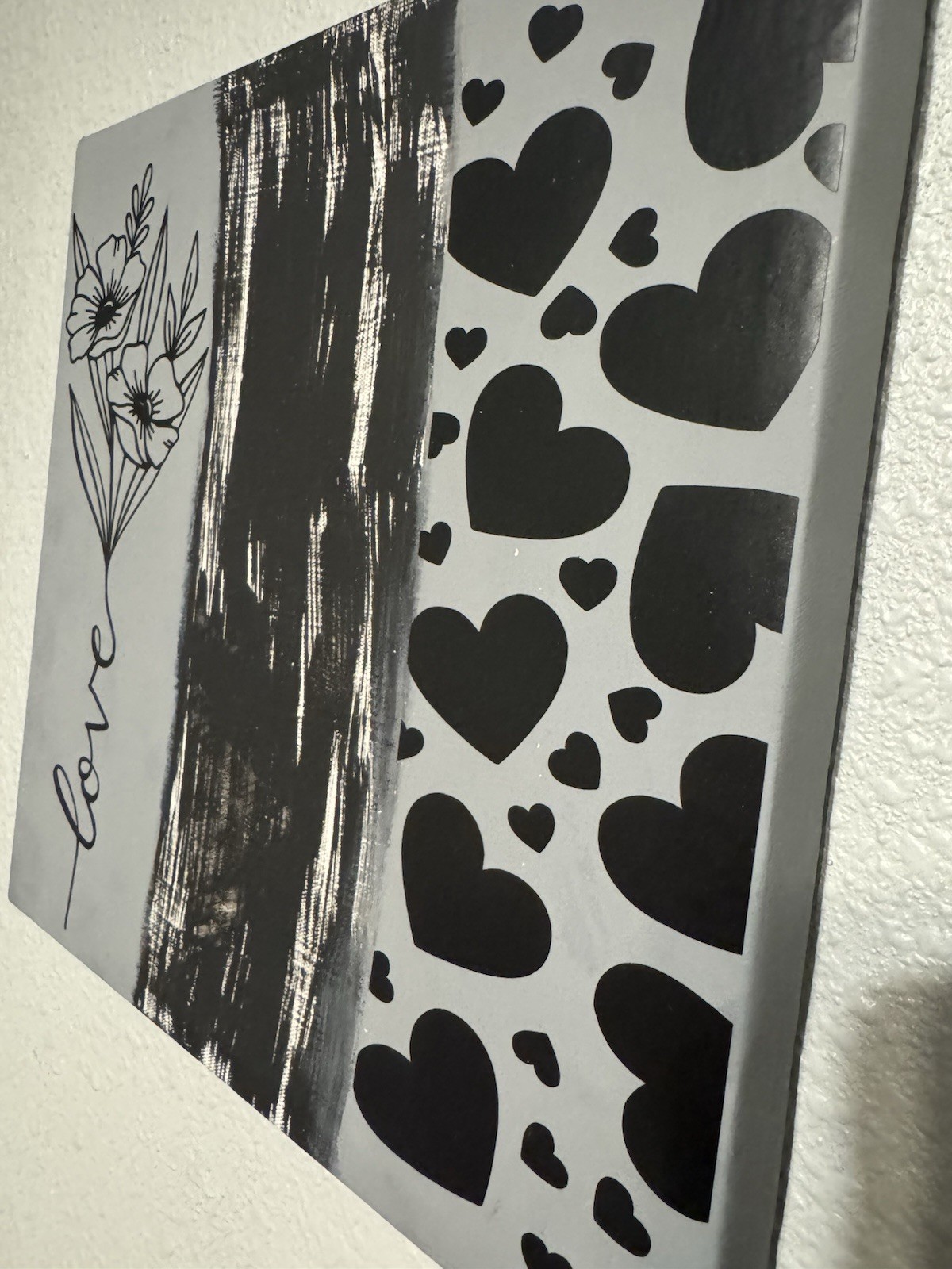 Canvas Grey With Black Hearts & Love Vinyl