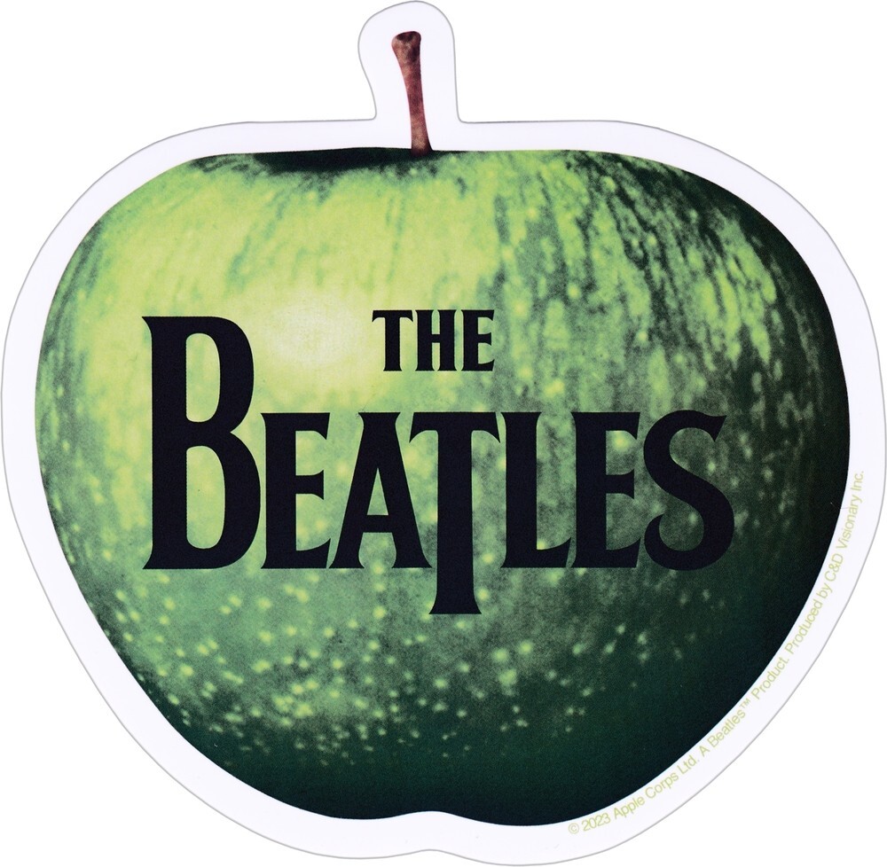 Sticker – The Beatles Green Apple With Logo 5" x 4.75" Die Cut #15393