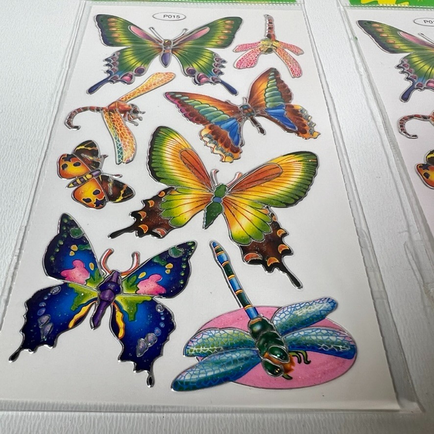 Butterfly Dragonfly Colorful Rainbow Glitter Sticker Decal LCS Lot (12x) Packs