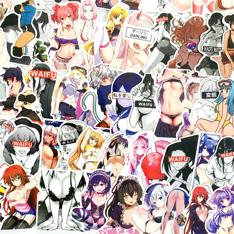 Cute Waifu Anime Girls Stickers Random 10 PCS – No Duplicates
