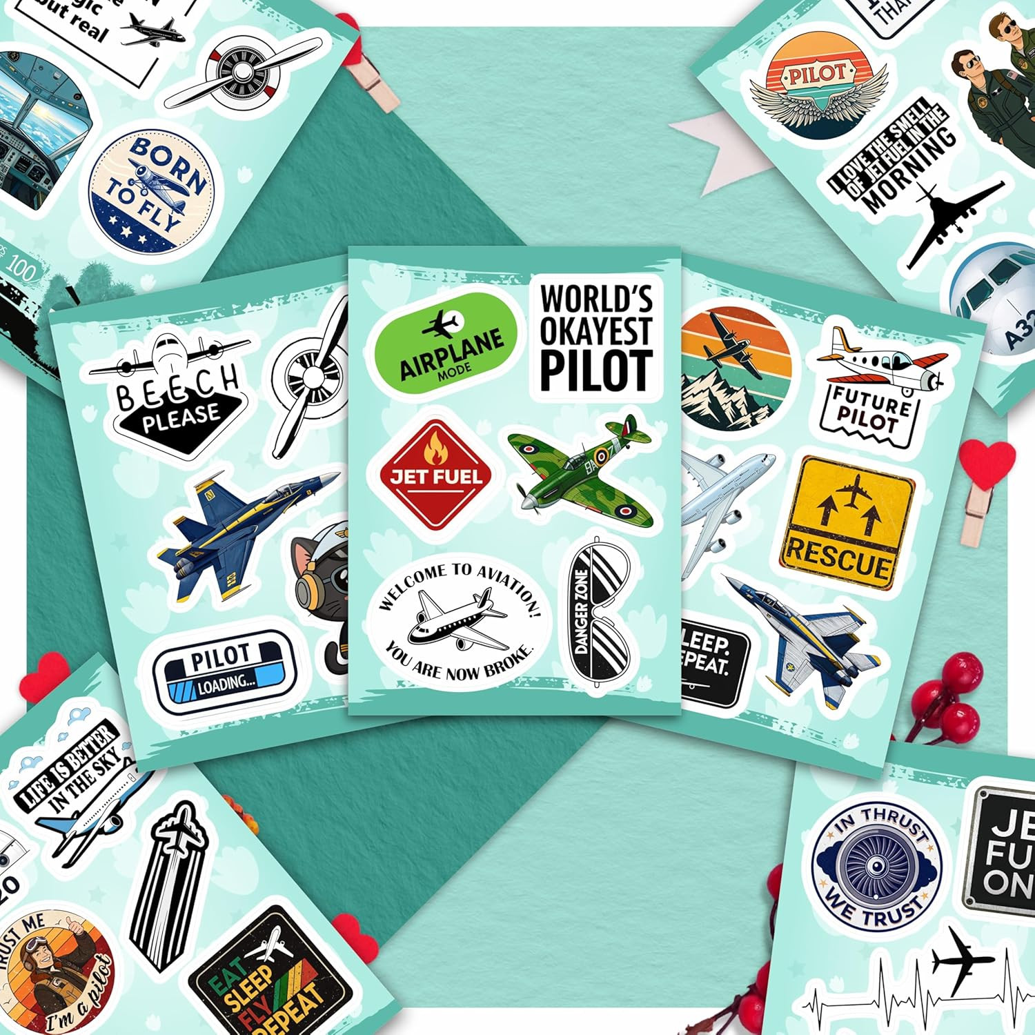 100Pcs Aviation Stickers and Decals Waterproof – Pilot Stickers for Laptop, Airp