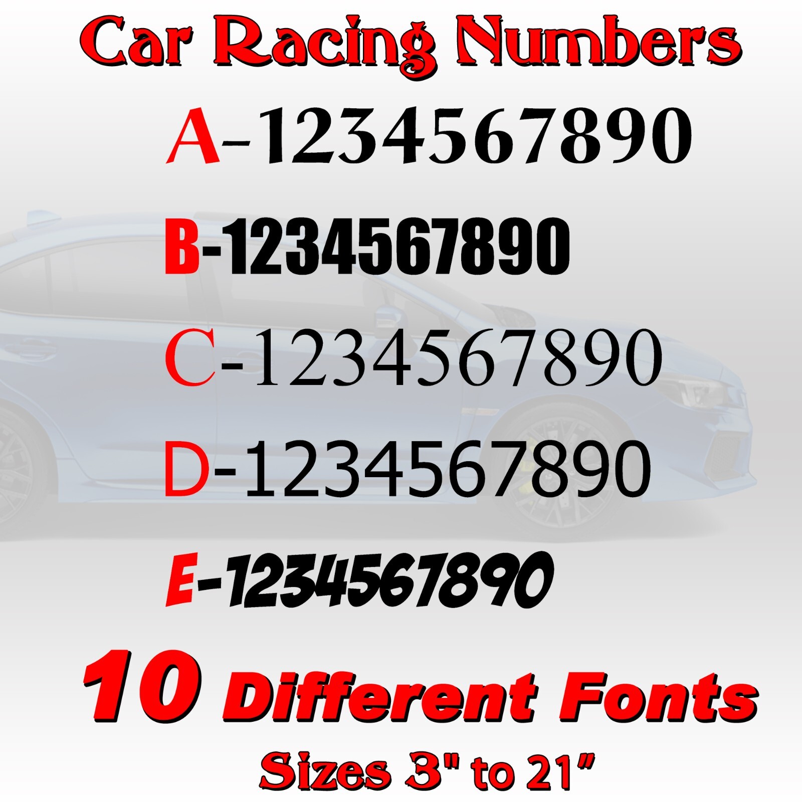 2 pack Racing circle numbers car door custom number rally sport die-cut decal V3