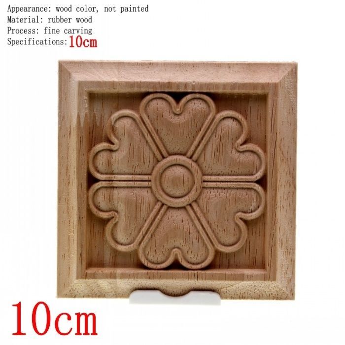 Unpainted Wood Color Decal Applique Furniture Square Home Decoration Accessories