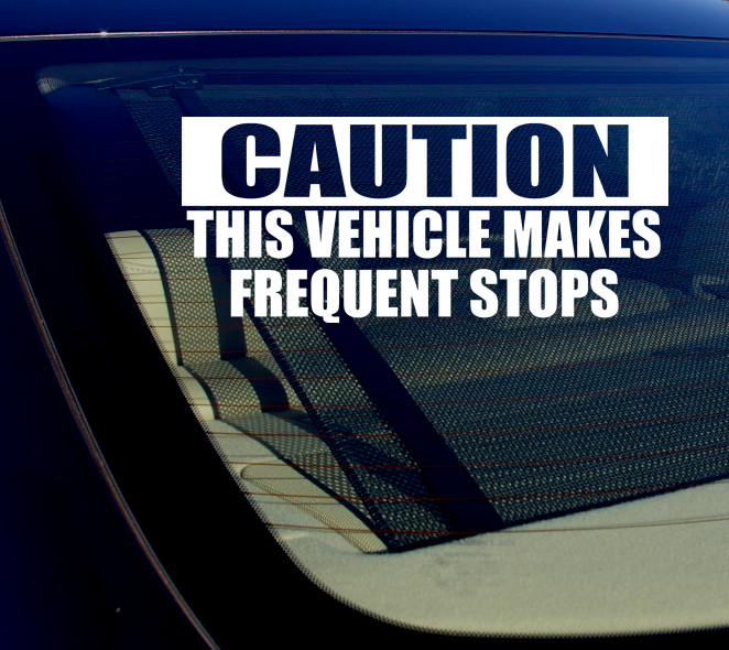 Caution This Vehicle Makes Frequent Stops Sticker Decal 8" CHOOSE COLOR