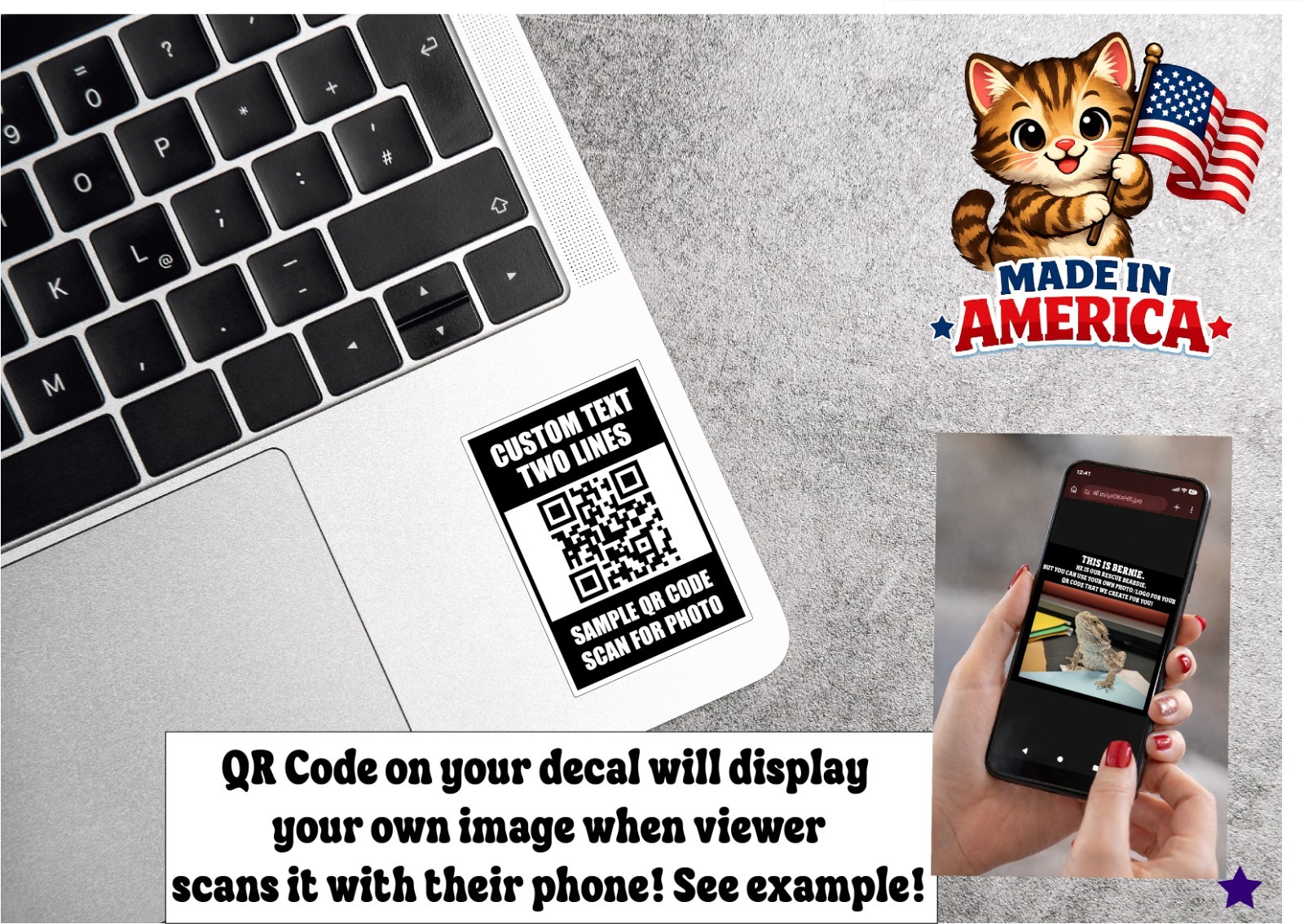 Custom QR Code Decal Sticker Link to YOUR PHOTO Advertise Fun Picture Share Scan