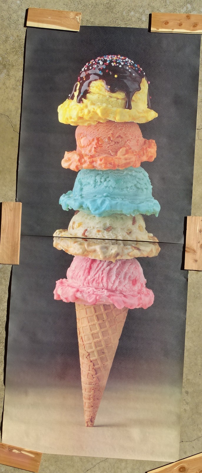 Food Challenge GIANT 5 Scoop Ice Cream Photo Door Wall Mural Poster 82.5” X 34”