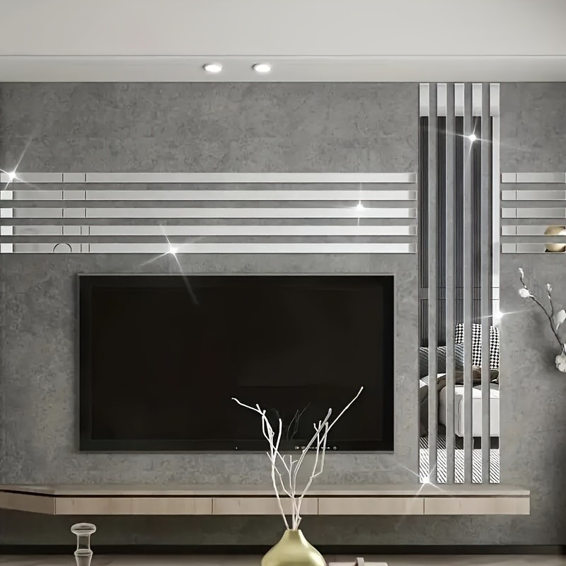 10 Pack Long Strip Mirror Decal DIY Minimalist Hallway Modern Wall Art