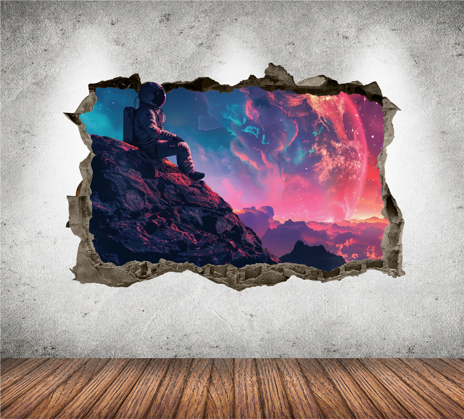Astronaut Wall Decal 3D AI Graphic Mural Poster Sticker Space Decor Vinyl KW213