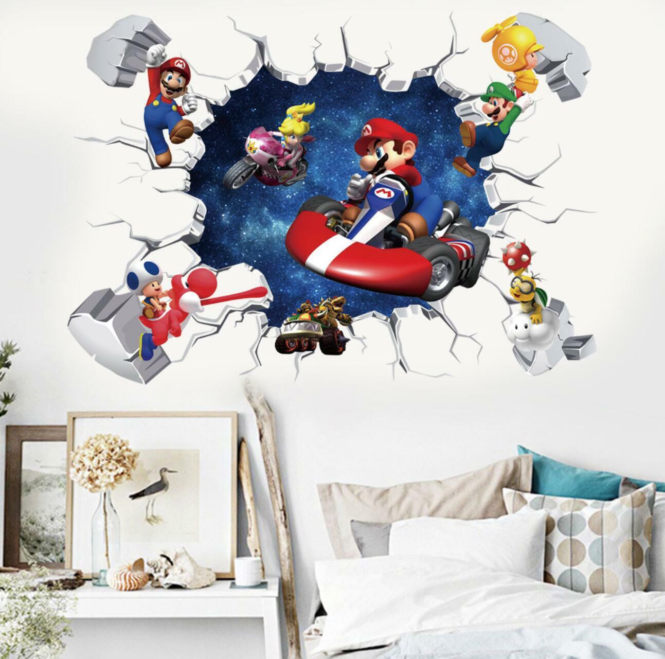 NEW 3D Super Mario Kart Bros Removable Wall Stickers Decal Kids Home Decor USA