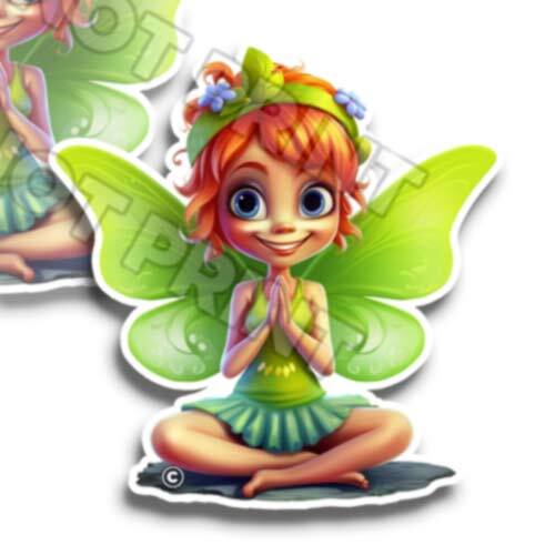 Fairy Stickers Cute Happy Orange Hair Green Pixie Stickers Decal M33302 Set of 2