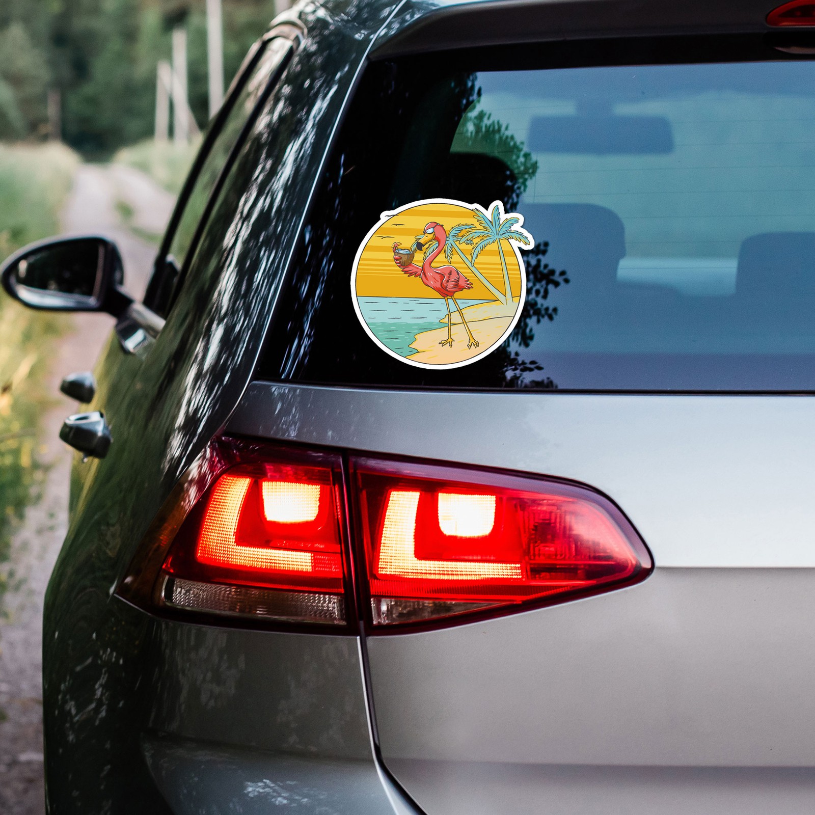 Flamingo Beach Funny – Vinyl Decal Sticker – Car Window Laptop – ebn7963