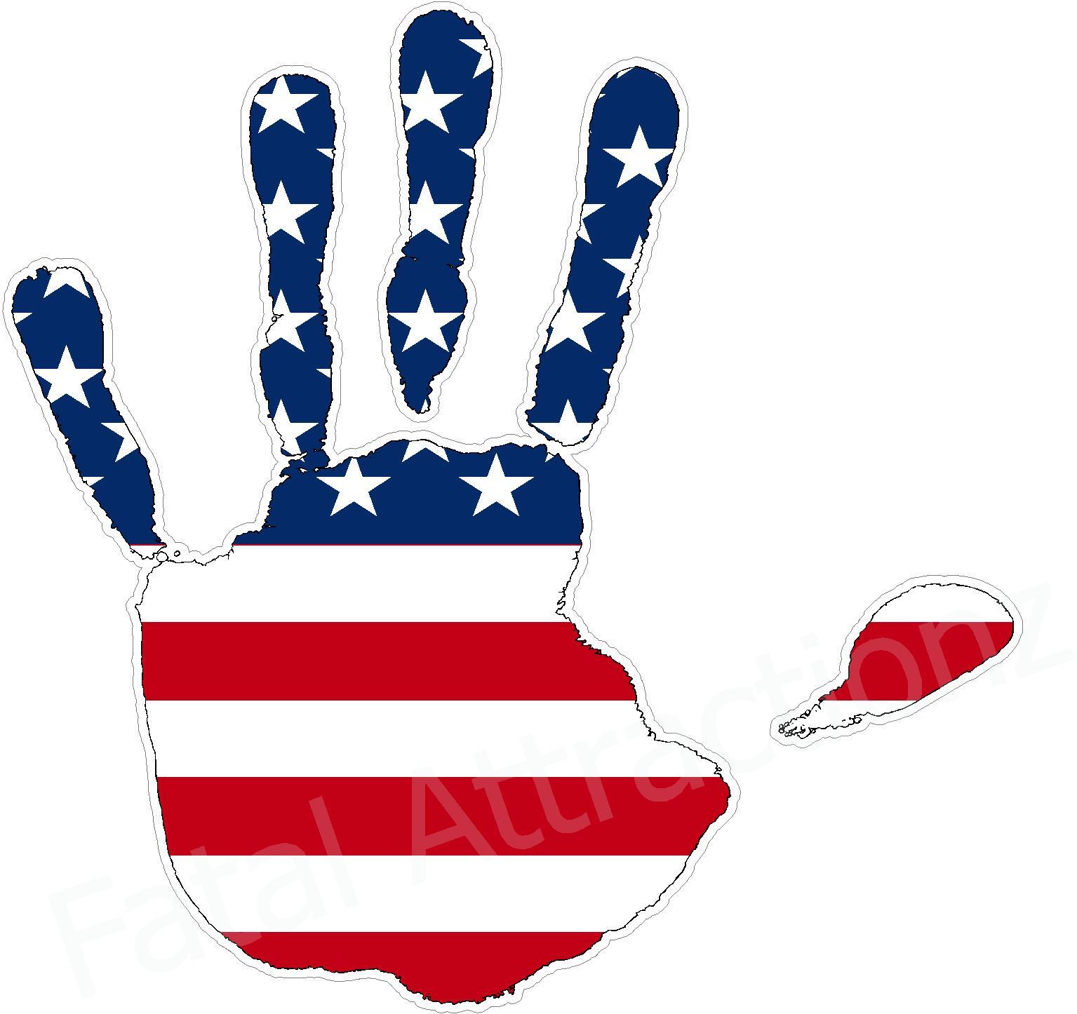 American Flag Handprint Vinyl Sticker Decal USA united states patriotic